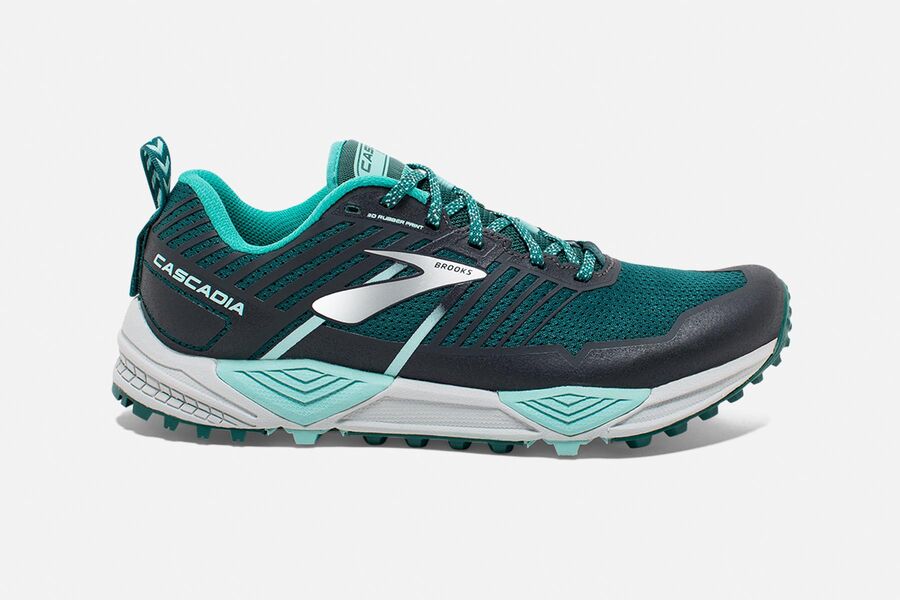 Brooks Cascadia 13 Womens UK - Trail Running Shoes - Turquoise/Grey 343-HWZYTL